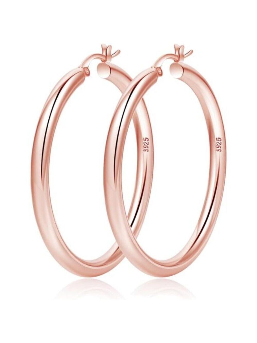 Thick Gold Hoop Earrings Chunky Rose Gold Sterling Silver Hoops Lightweight